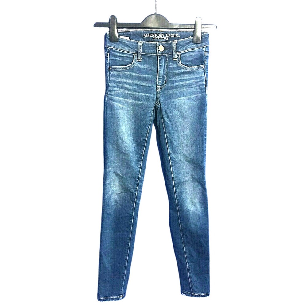 AMERICAN EAGLE OUTFITTERS Comfy SUPER STRETCH X Blue Denim Jegging Jeans 0 R